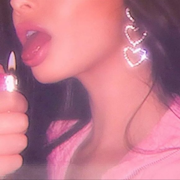 Heart earrings rhinestone diamond crystal drop dangly sparkly y2k luxury cute - Picture 4 of 5